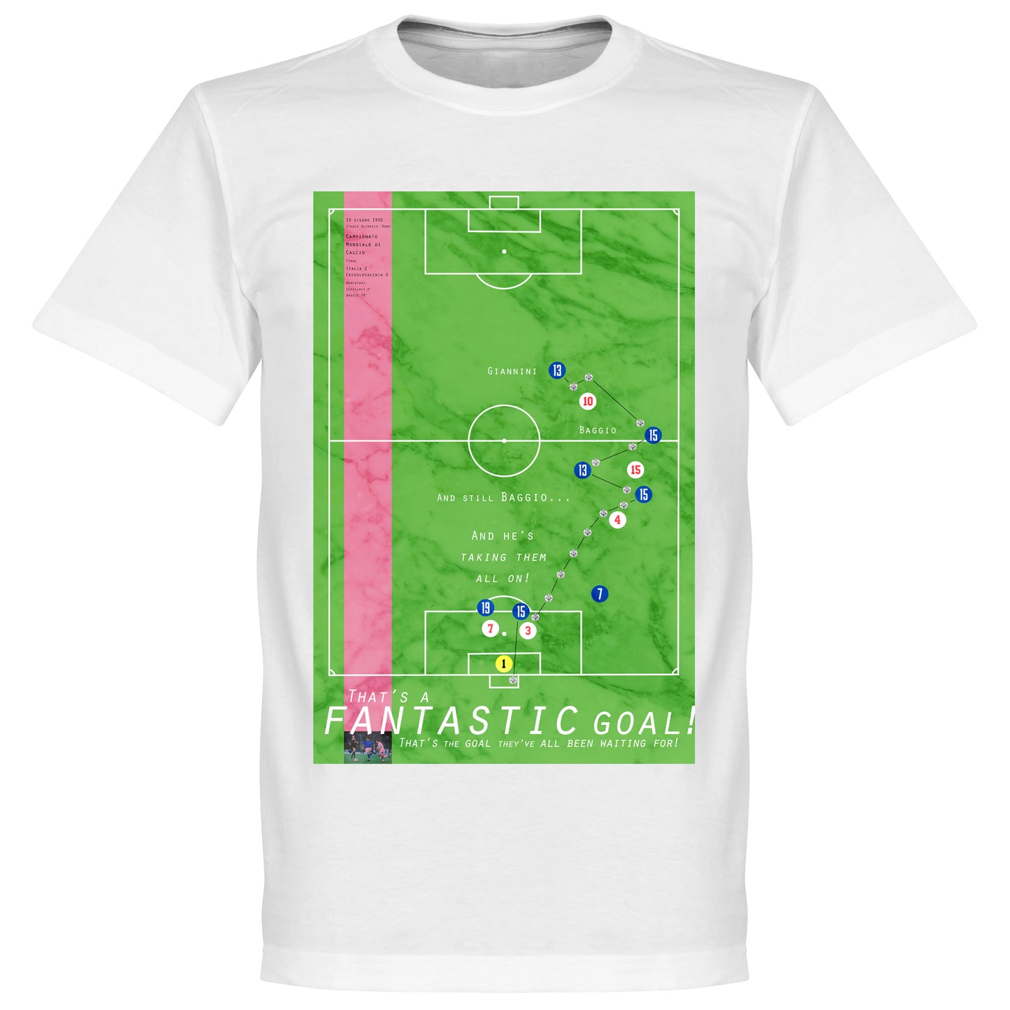 Pennarello Roberto Baggio 1990 Classic Goal T-shirt - White