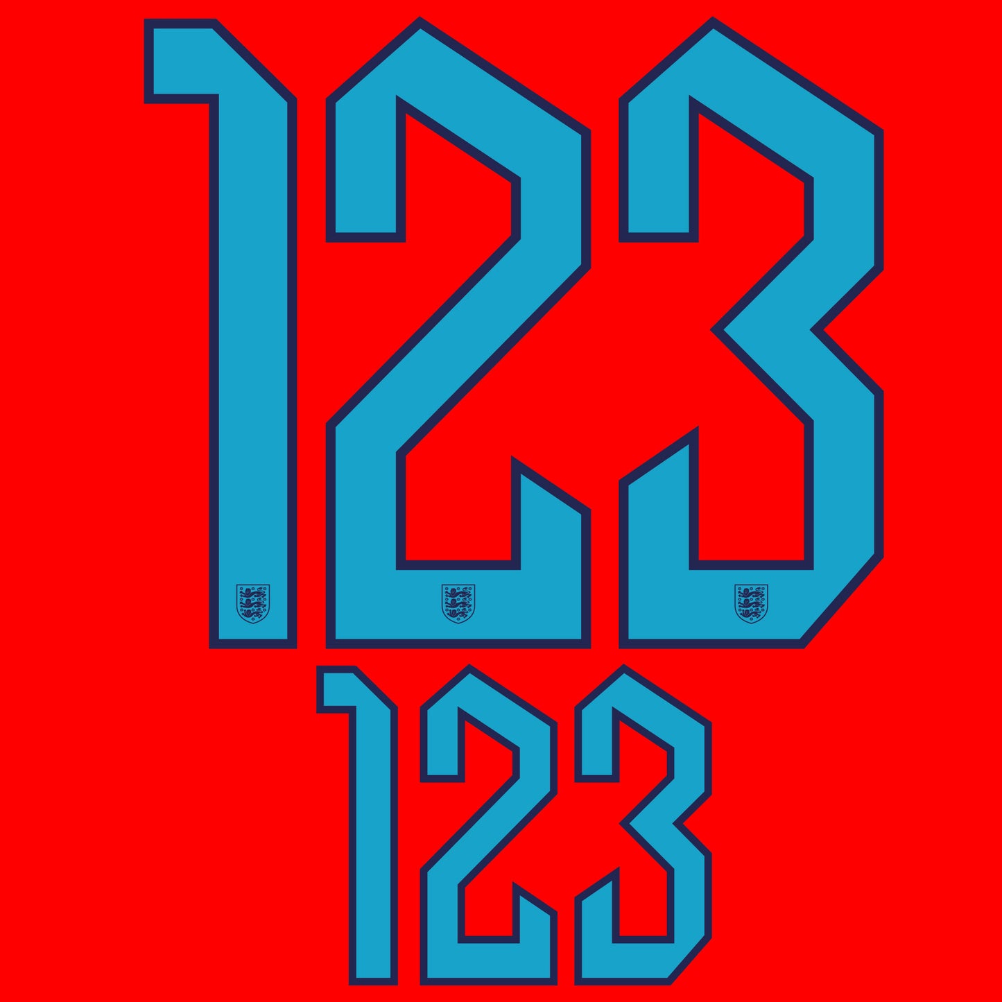 22-23 England Away Adult Player Number Sets (250mm / 102mm)
