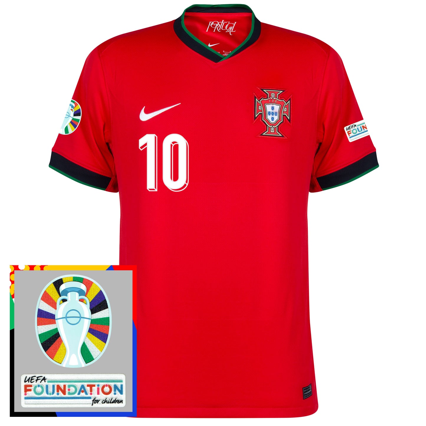 Nike Portugal Home Bernardo 10 Shirt incl. UEFA Euro 2024 Tournament Players Patch Set 2024-2025 - Size XL