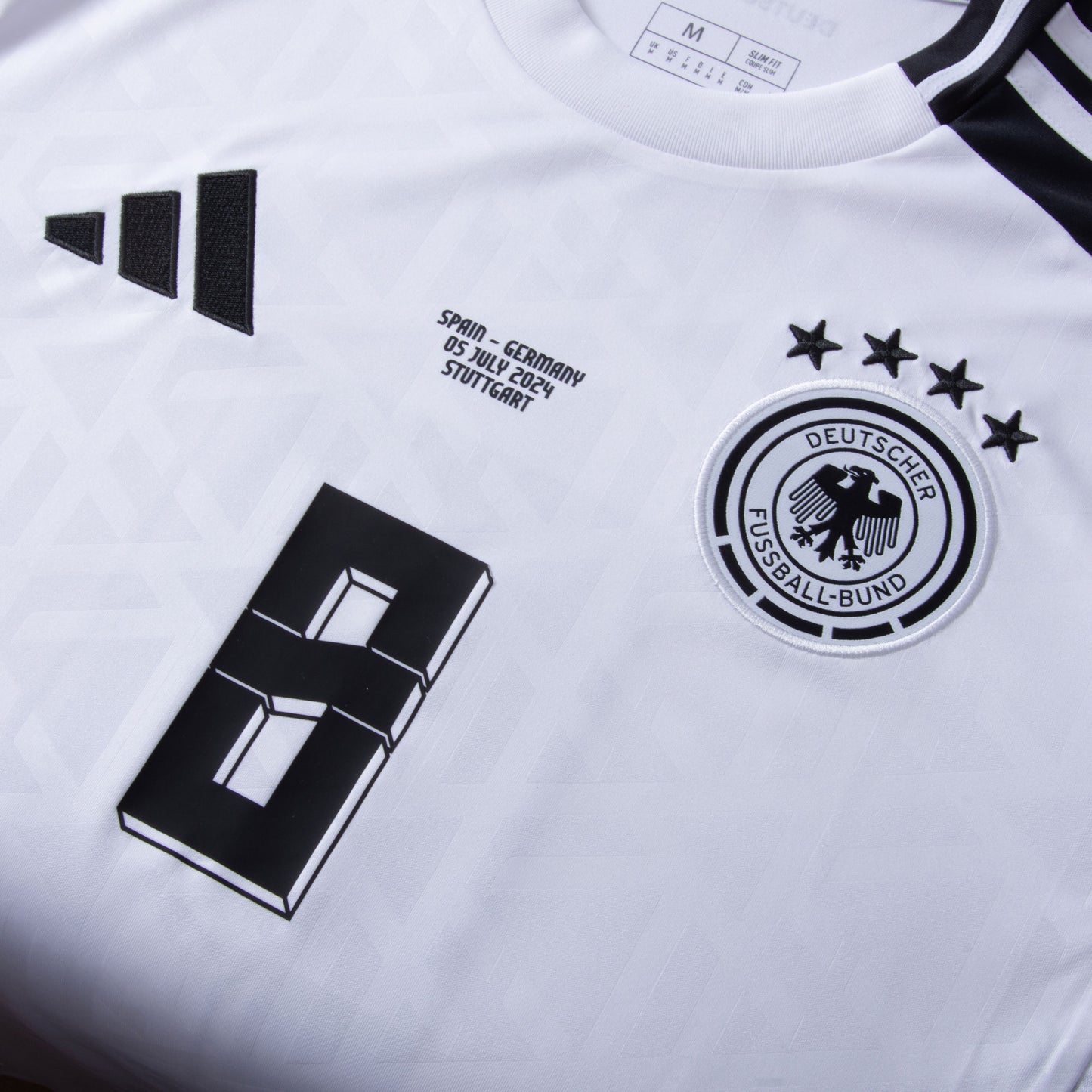 adidas Germany Home Kroos 8 Shirt incl. Official Germany v Spain Matchday Transfer & Euro 2024 Patch Set
