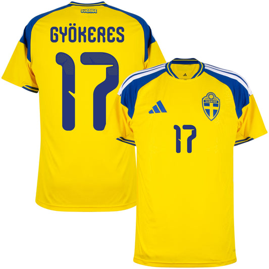 adidas Sweden Home Gyökeres 17 Shirt 2026-2027 (Official Printing)