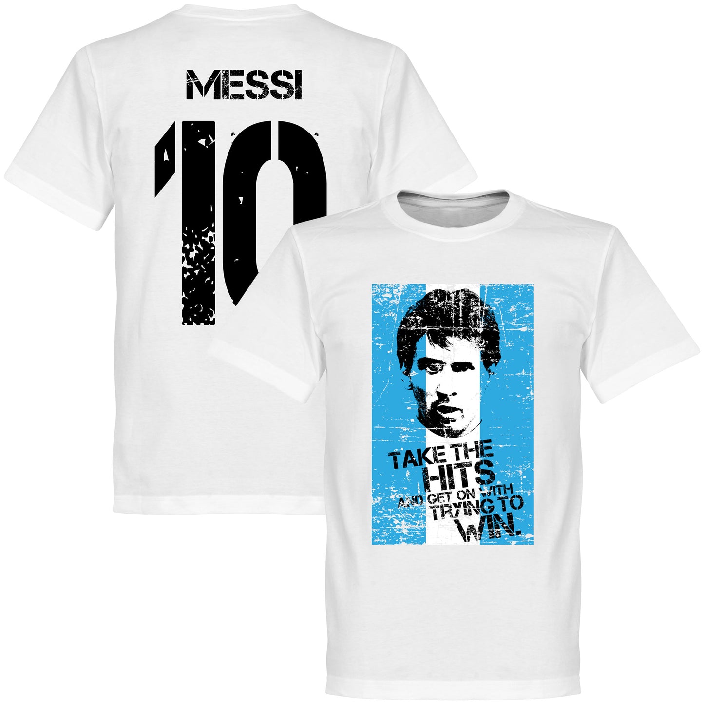 Messi 10 Argentina Flag T-shirt - White