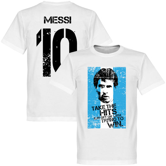 Messi 10 Argentina Flag T-shirt - White