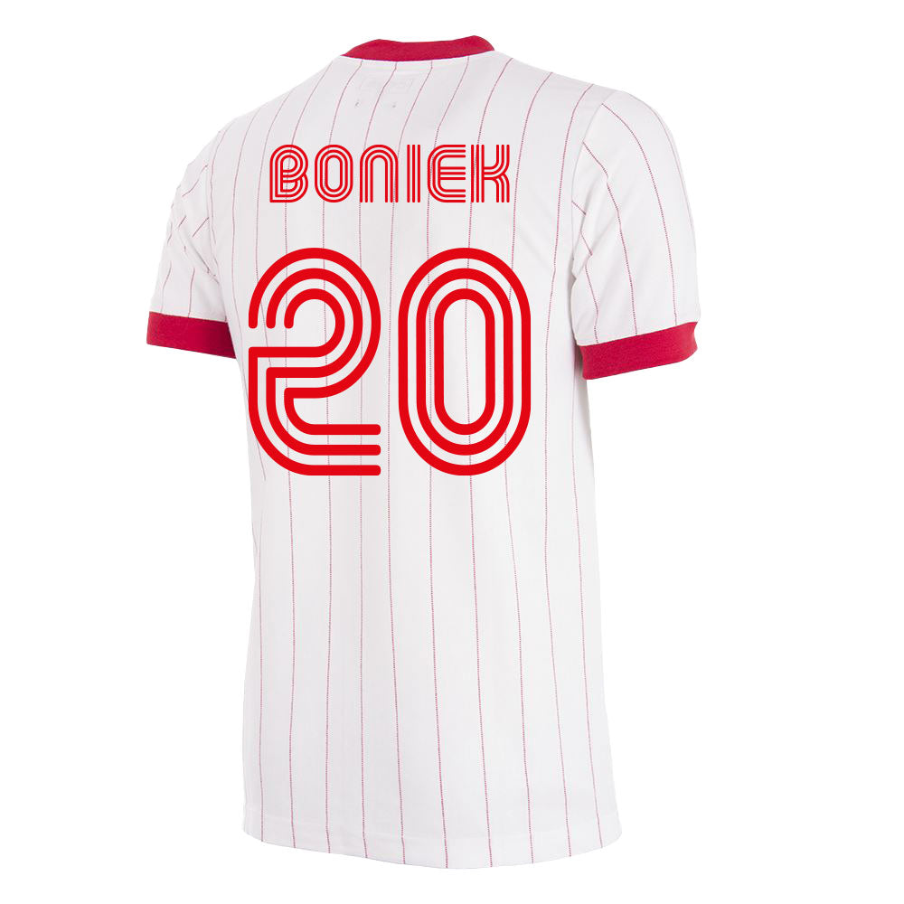 Copa Poland Home Boniek 20 Retro Shirt 1982-1983 (Retro Flock Printing)