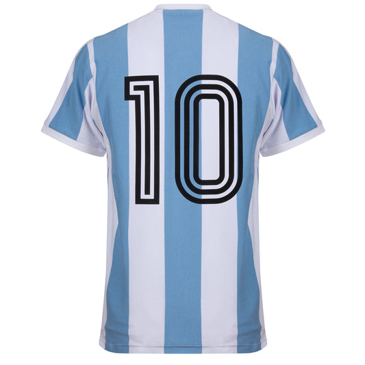Argentina Home Retro No.10 (Kempes) Shirt 1978 (Retro Flock Printing)