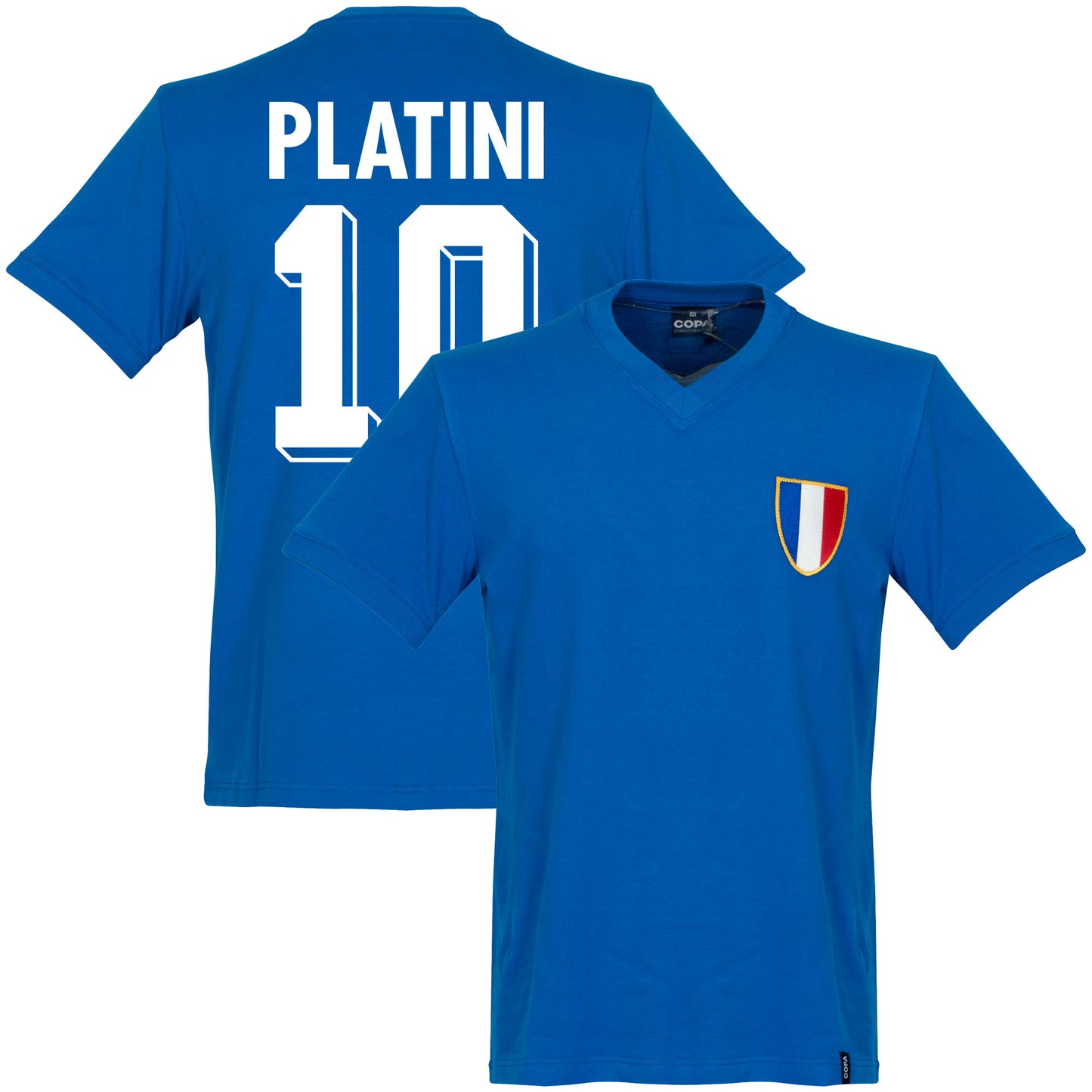 Copa France Olympics Platini 10 Retro Shirt 1968 (Retro Flock Printing)