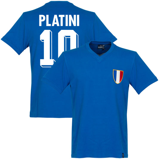 Copa France Olympics Platini 10 Retro Shirt 1968 (Retro Flock Printing)