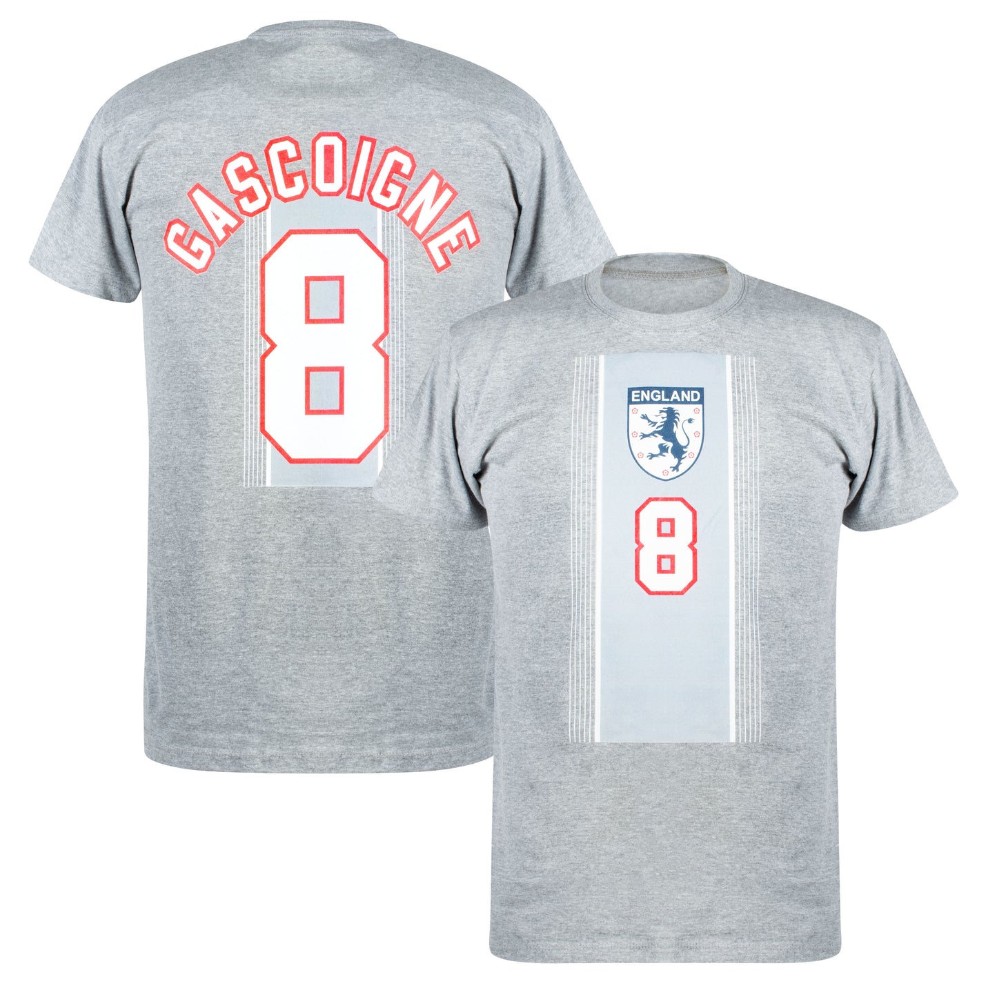 England Euro 96 Away Gascoigne 8 T-shirt - Grey