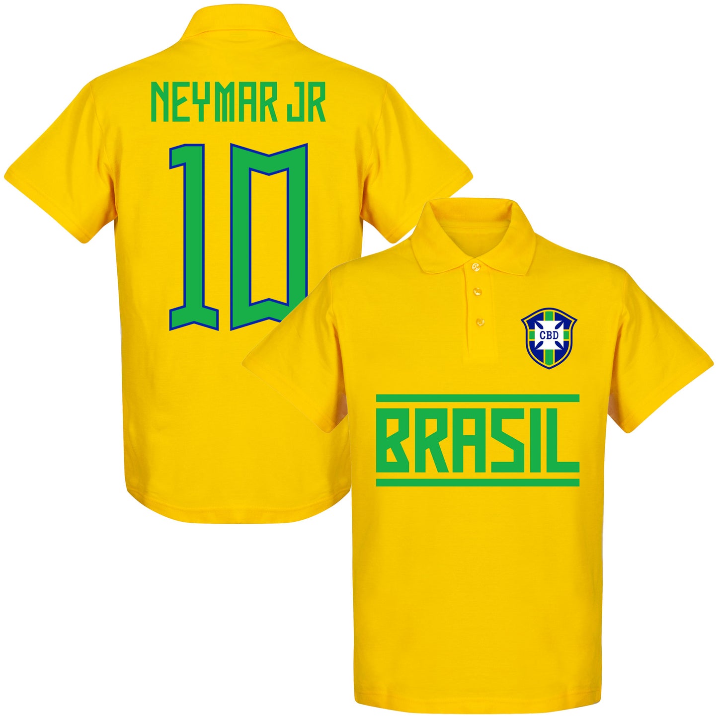 Brazil Team Neymar Jr 10 Polo Shirt - Yellow