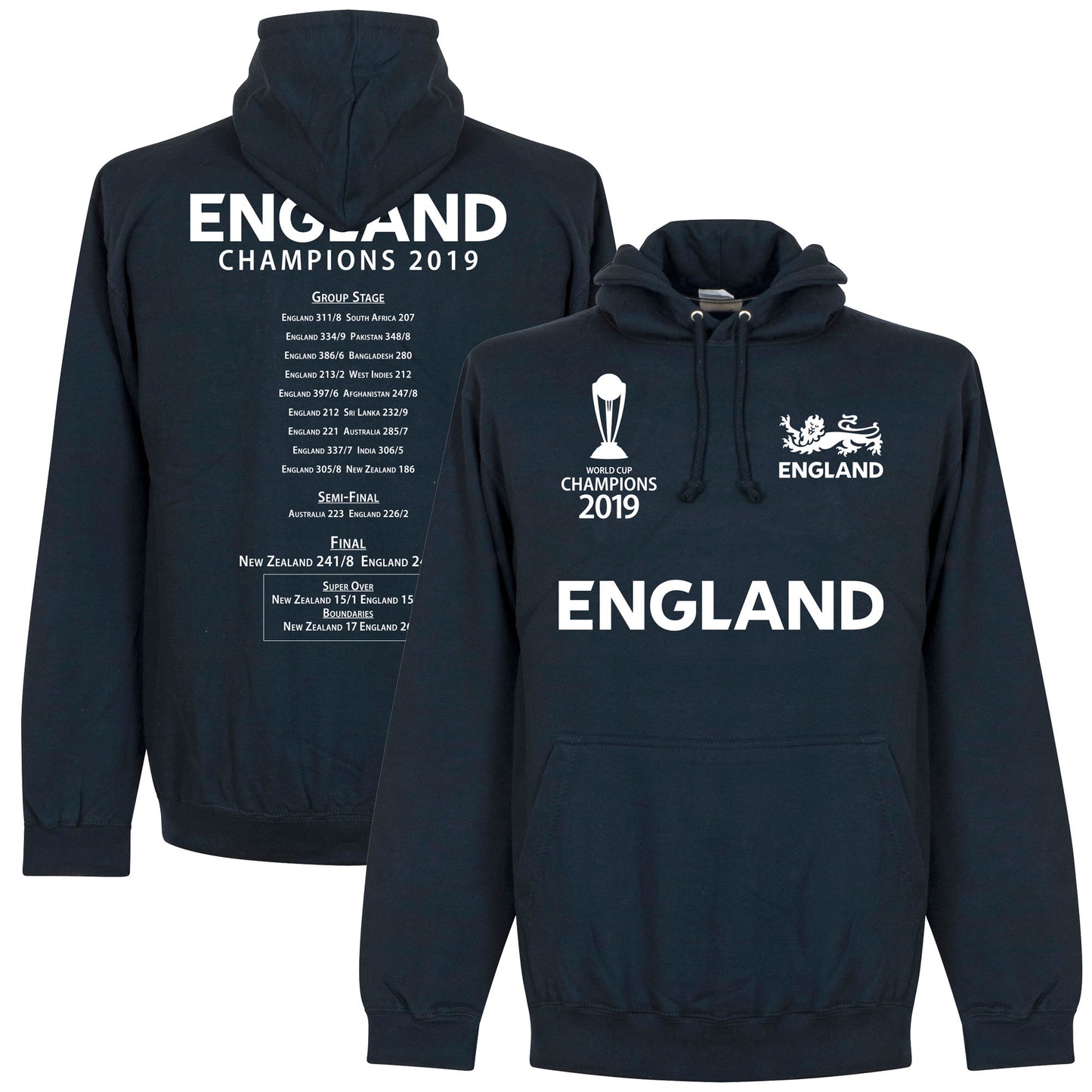 England Cricket World Cup Winners Road to Victory Hoodie - Navy