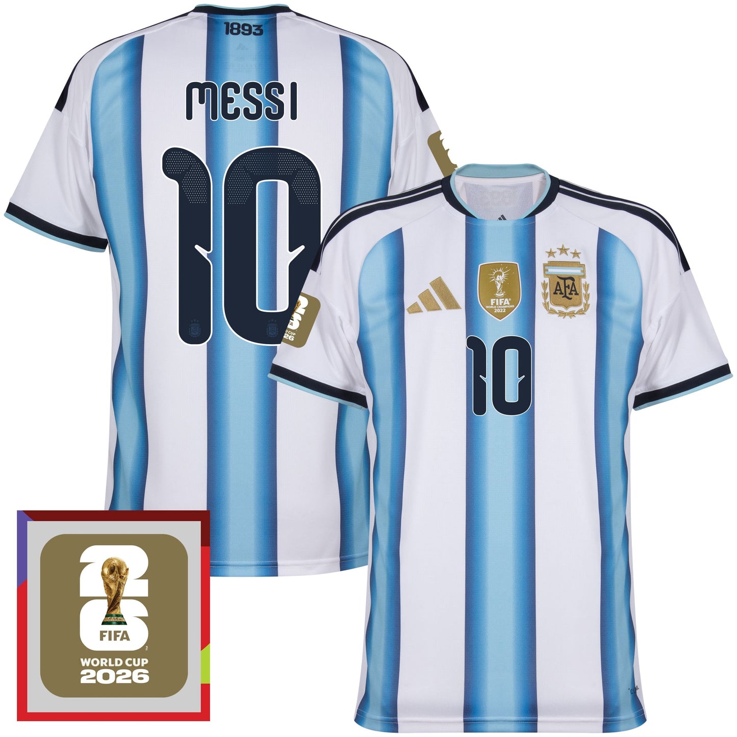 adidas Argentina Home KIDS Shirt inc. Messi 10 & World Cup 2026 Patch