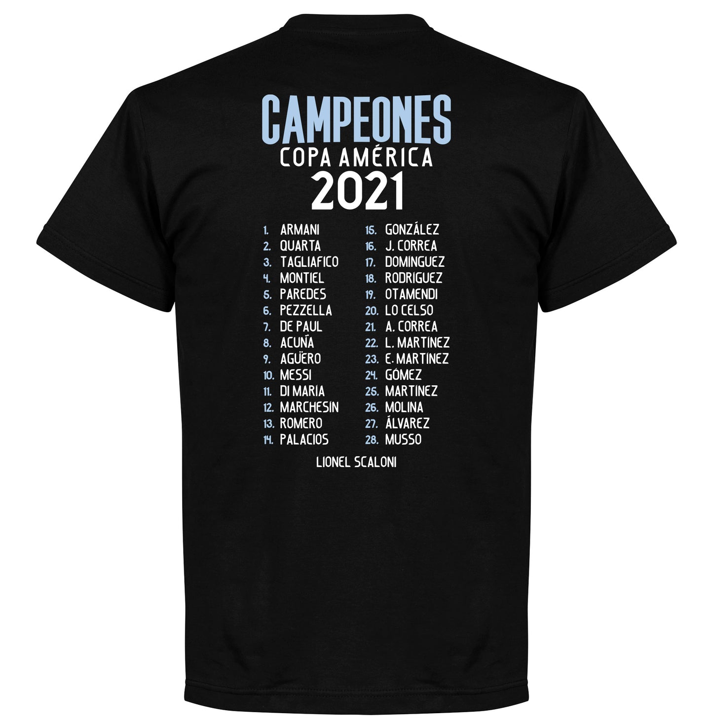 Argentina 2021 Copa America Champions Squad T-shirt - Black