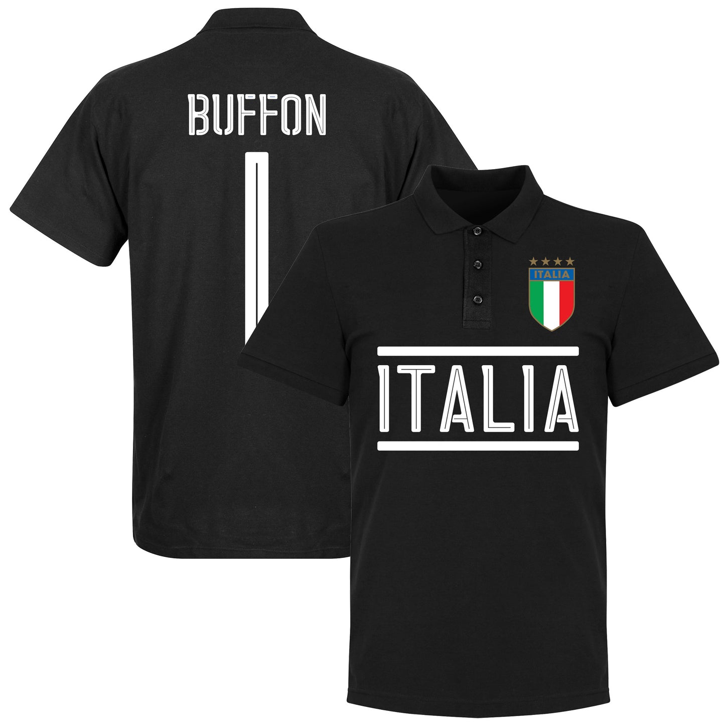 Italy Buffon 1 Team Polo Shirt - Black
