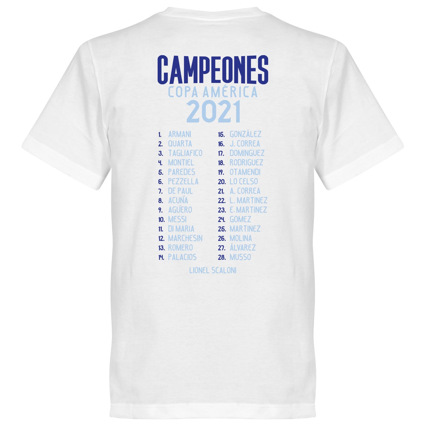 Argentina 2021 Copa America Champions Squad KIDS T-shirt - White