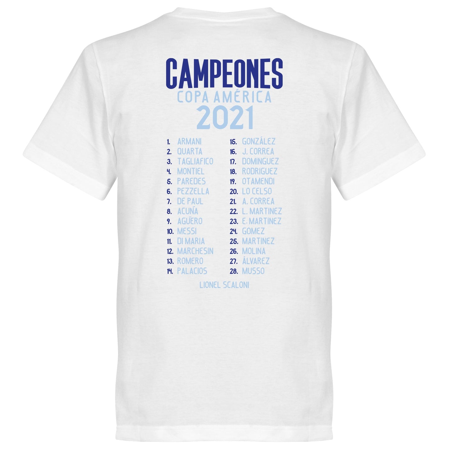 Argentina 2021 Copa America Champions Squad T-shirt - White