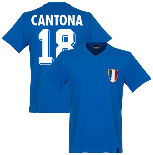 Copa France Cantona 18 Retro Shirt Olympics 1968 (Retro Flock Printing)