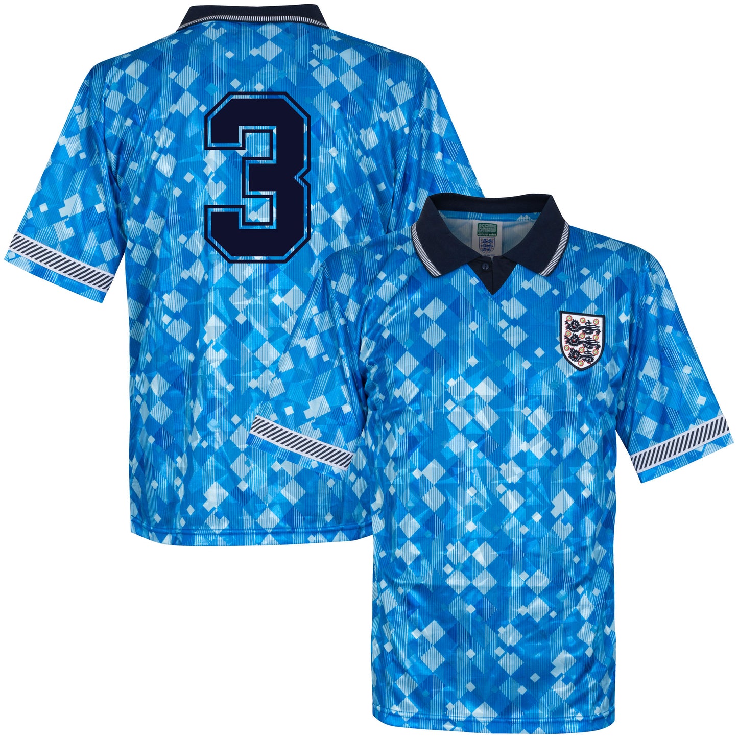 Score Draw England 3rd no. 3 Retro Shirt World Cup 1990 (Retro Flock Printing)
