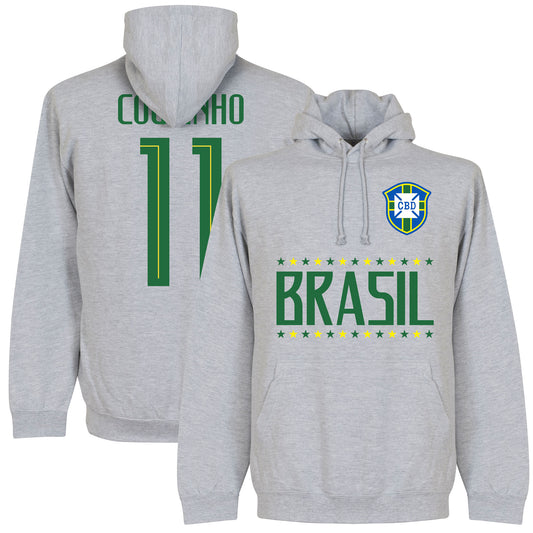 Brasil Coutinho 11 Team Kids Hoodie - Grey