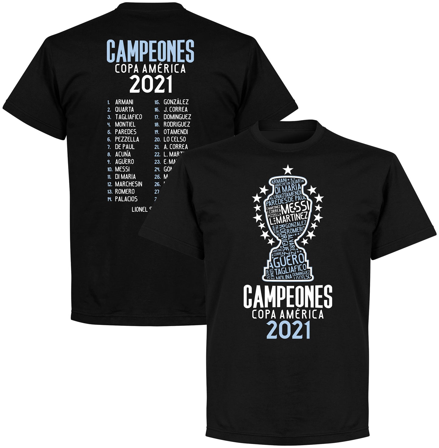 Argentina 2021 Copa America Champions Squad T-shirt - Black
