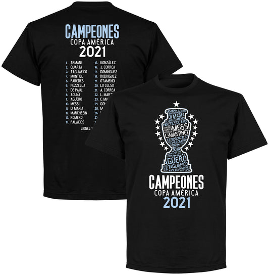 Argentina 2021 Copa America Champions Squad T-shirt - Black