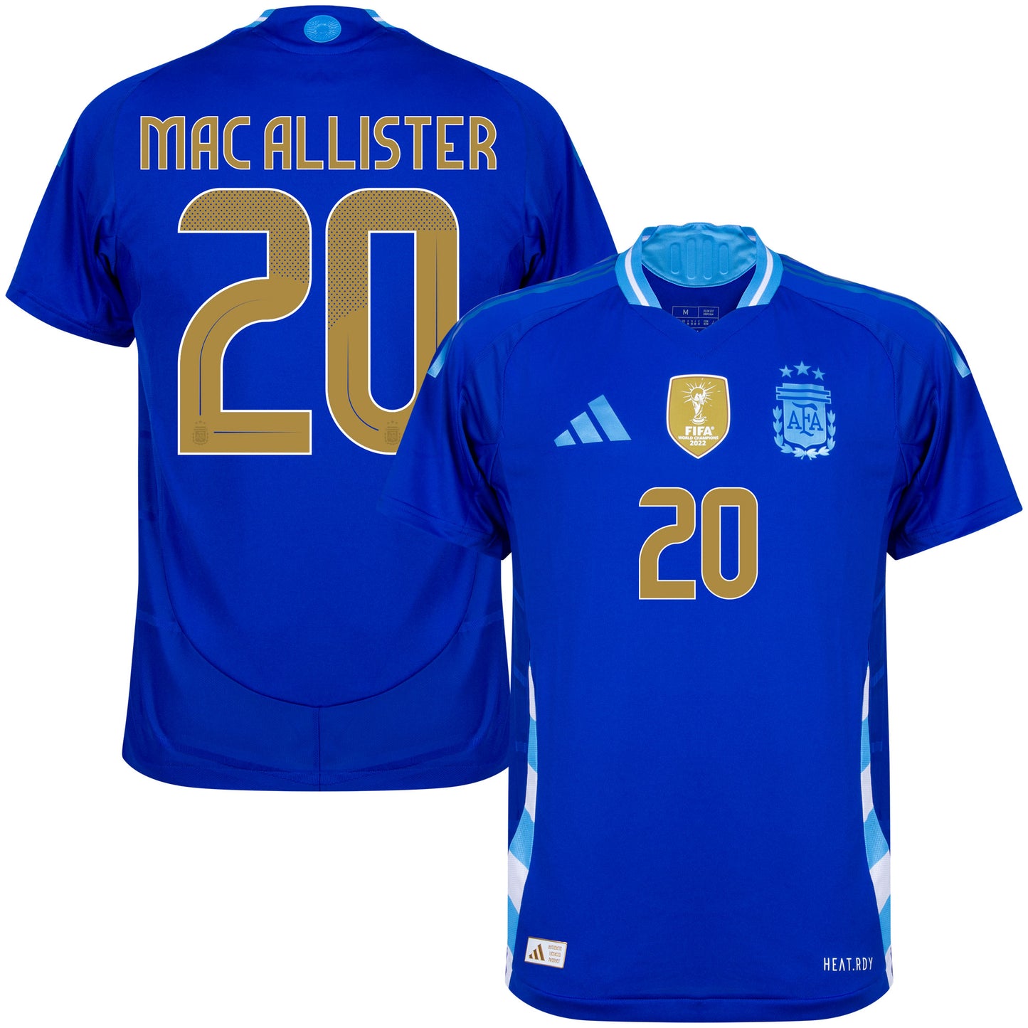 adidas Argentina Away Authentic Mac Allister 20 Shirt 2024-2025 (Official Printing)