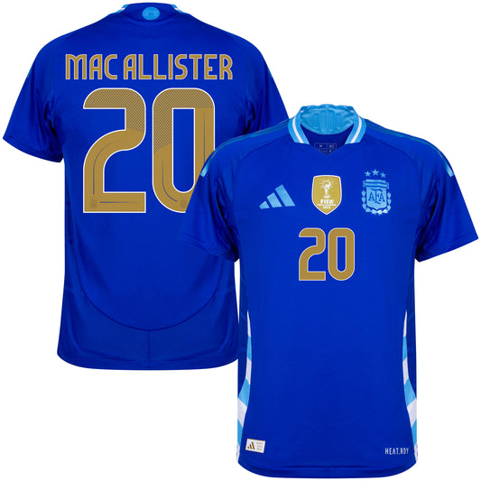 adidas Argentina Away Authentic Mac Allister 20 Shirt 2024-2025 (Official Printing)