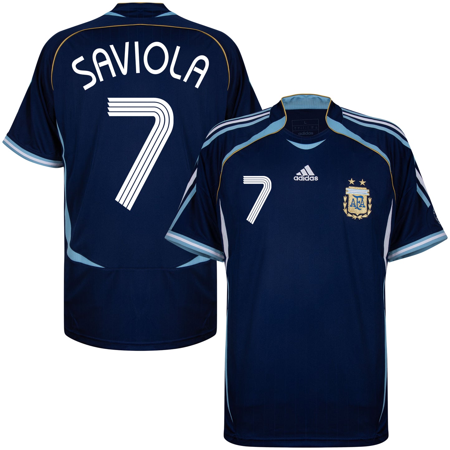 adidas Argentina Reissue Away Saviola 7 Shirt 2006 (Retro Flex Printing)