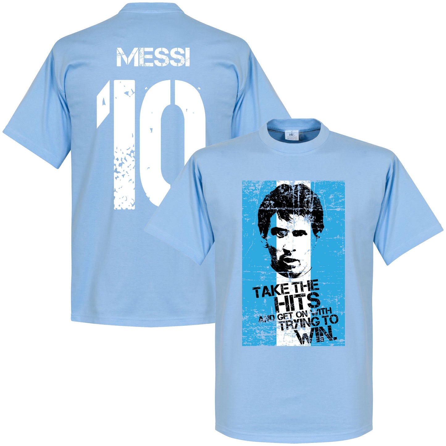 Messi 10 Argentina Flag T-shirt - Sky