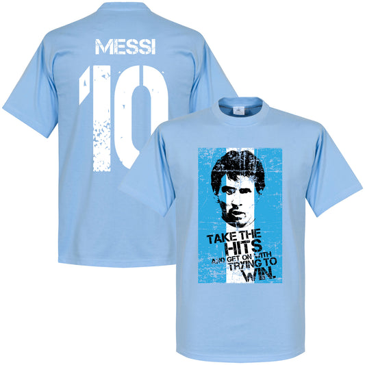 Messi 10 Argentina Flag T-shirt - Sky