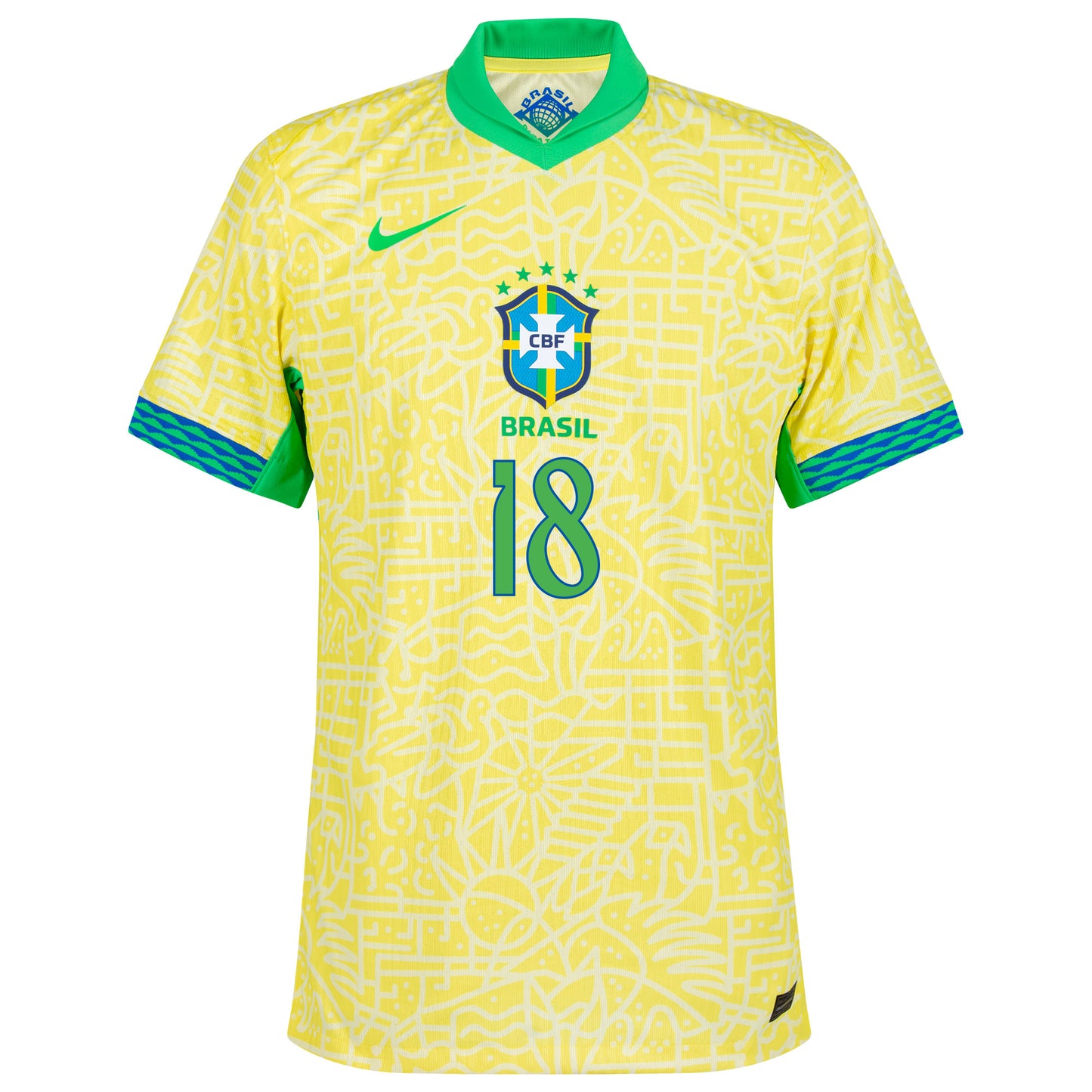 Nike Brazil Home Dri-Fit ADV Match Douglas Luiz 18 Shirt 2024-2025 (Official Printing)
