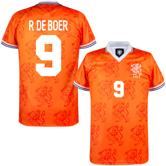 Copa Holland Home R De Boer 9 Retro Shirt 1994 (Retro Flock Printing)