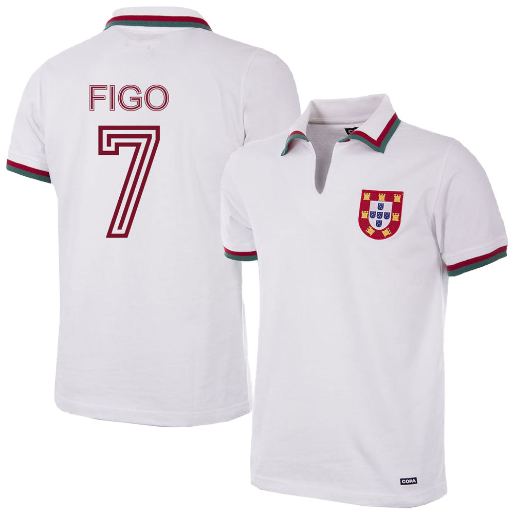 Copa Portugal Away Figo 7 Retro Shirt 1972-1973 (Retro Flock Printing)