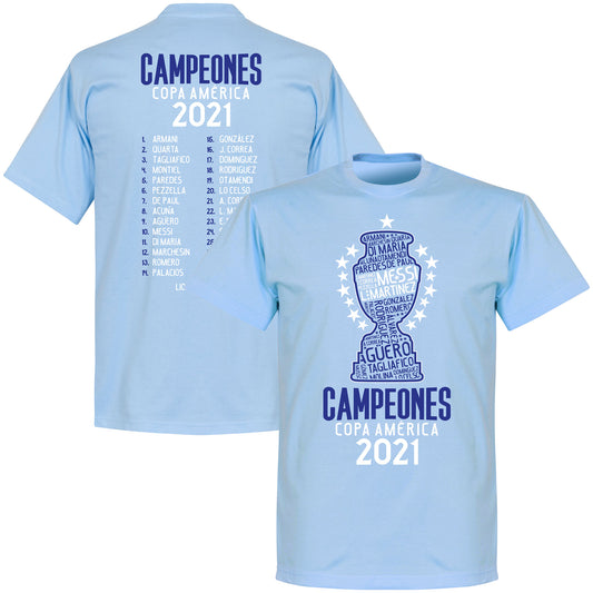 Argentina 2021 Copa America Champions Squad T-shirt - Sky Blue