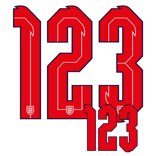 20-21 England Home Official Adult Front & Back Number Sets (250mm / 100mm)