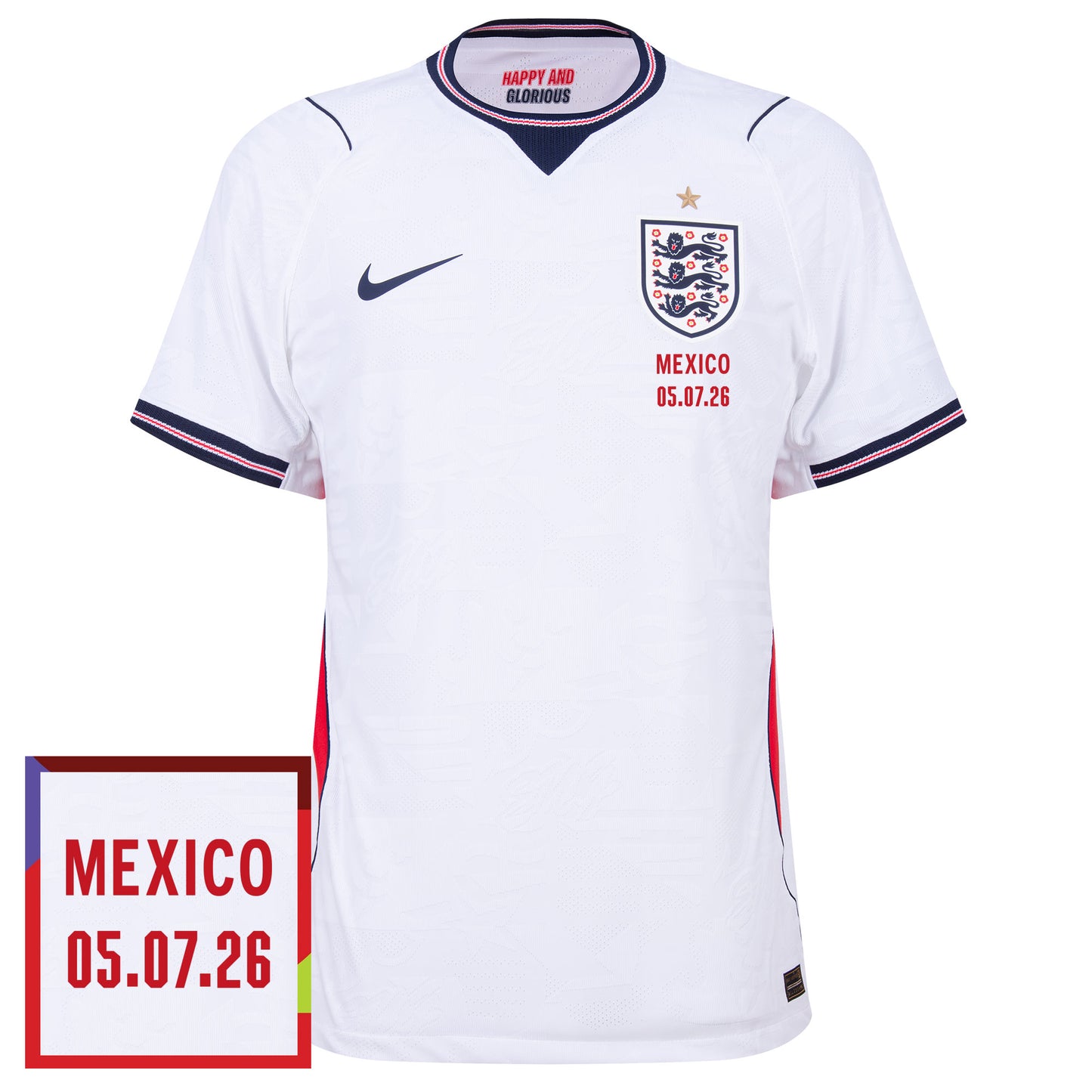 Nike England Aero-Fit Home Shirt 2026-2027 incl. Replica Transfer England v Mexico 05.07.26