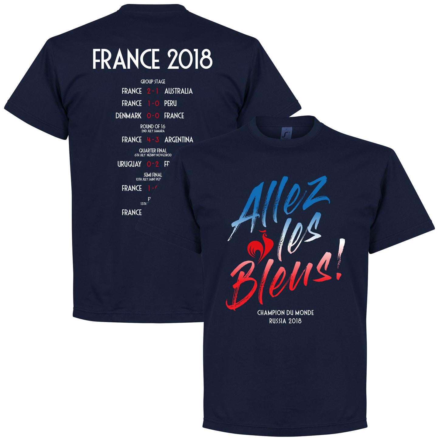 France Allez les Bleus Russia 2018 Road to Victory T-shirt - Navy