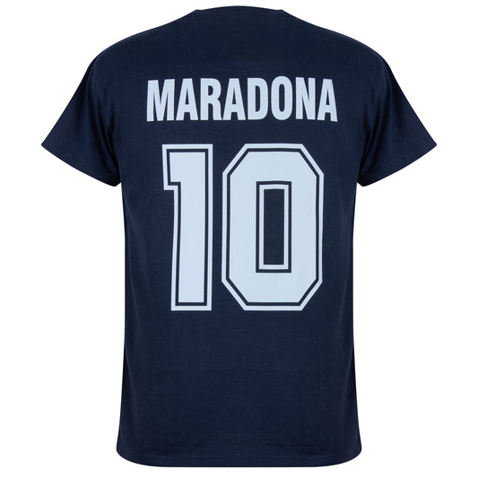 Argentina 1990 Maradona 10 Retro T-shirt - Navy