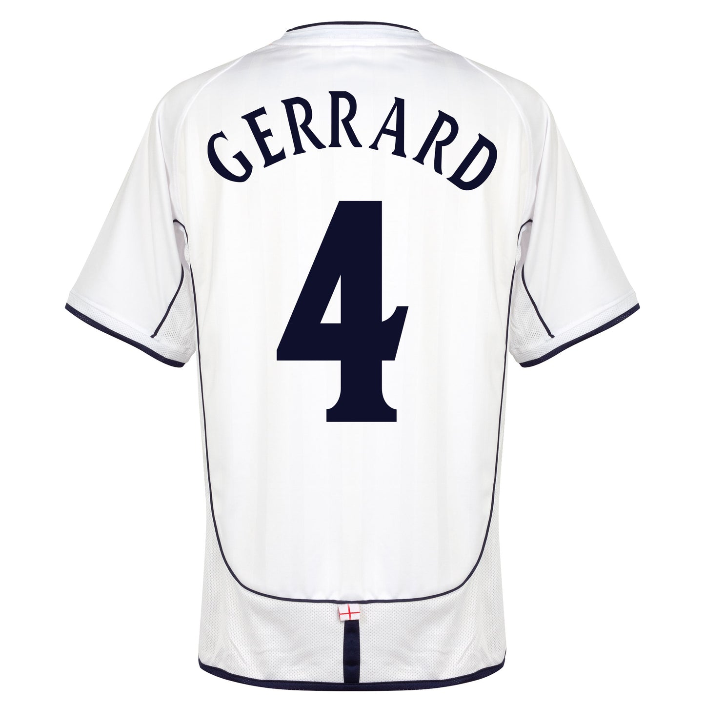 Score Draw England Home Gerrard 4 Retro Shirt World Cup 2002 (Retro Flock Printing)