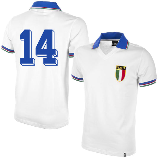 Copa Italy Away No.14 Retro Shirt World Cup 1982 (Retro Flock Printing)