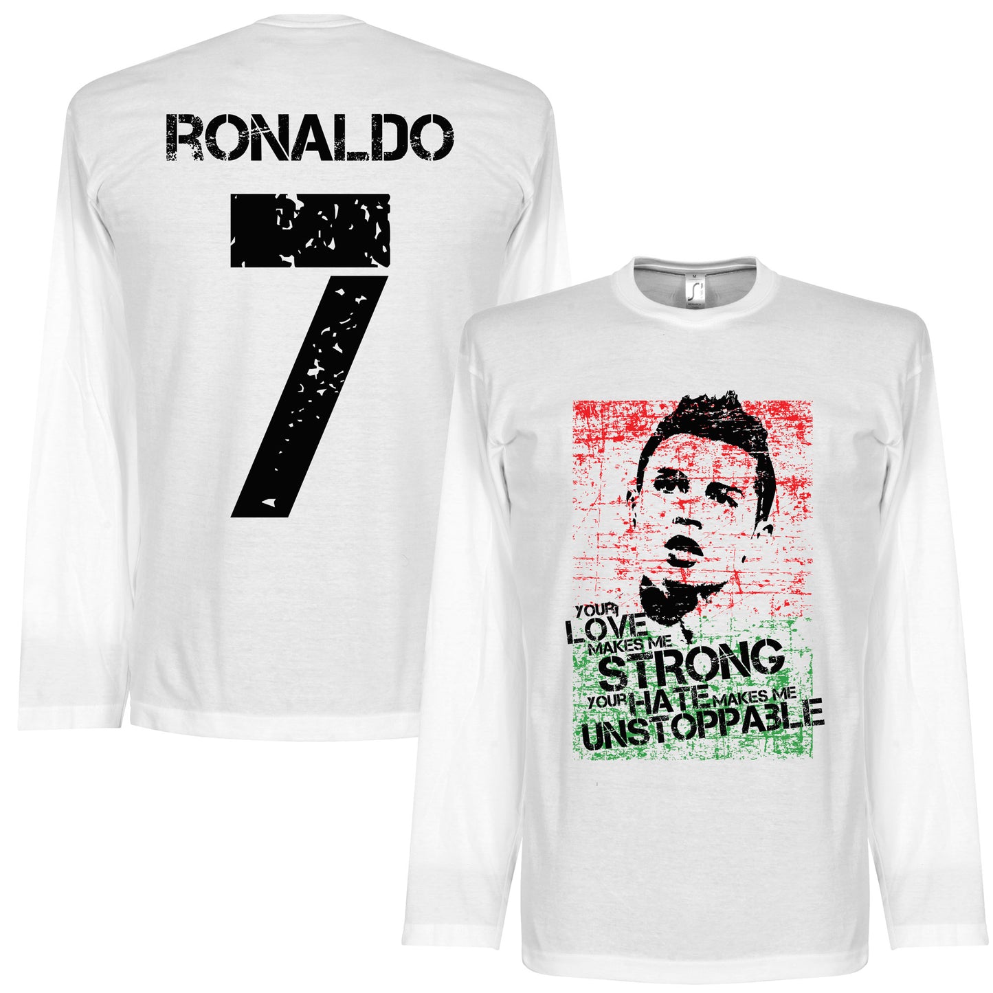 Ronaldo 7 Flag Portugal Flag L/S T-shirt - White