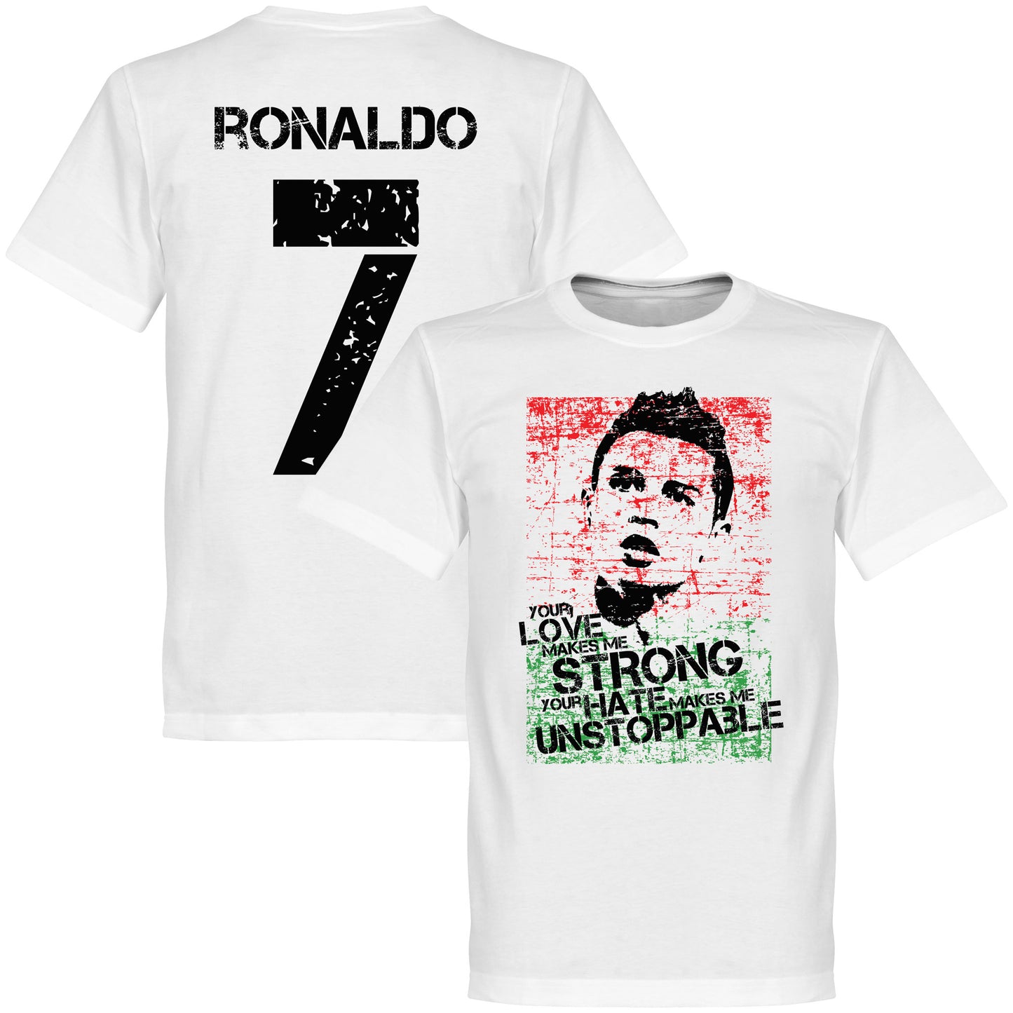 Ronaldo 7 Portugal Flag T-shirt - White