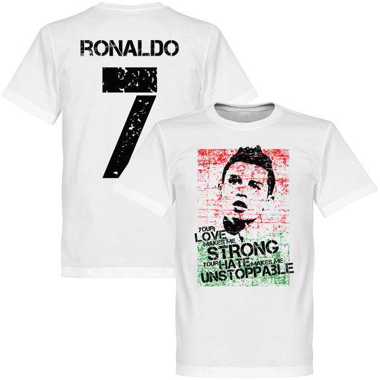 Ronaldo 7 Portugal Flag T-shirt - White