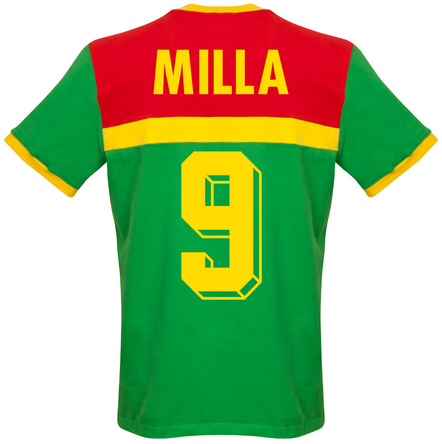 Copa Cameroon Milla 9 Retro Shirt 1988-1989 (Retro Flock Printing)