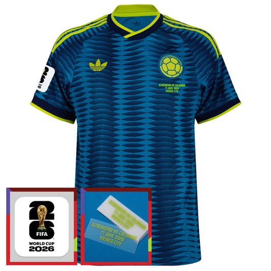 adidas Colombia Away Shirt incl. FIFA 2026 Sleeve Patch & Uzbekistan vs Colombia Official World Cup Transfer