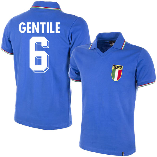 Copa Italy Home Gentile 6 Retro Shirt World Cup 1982 (Retro Flock Printing)