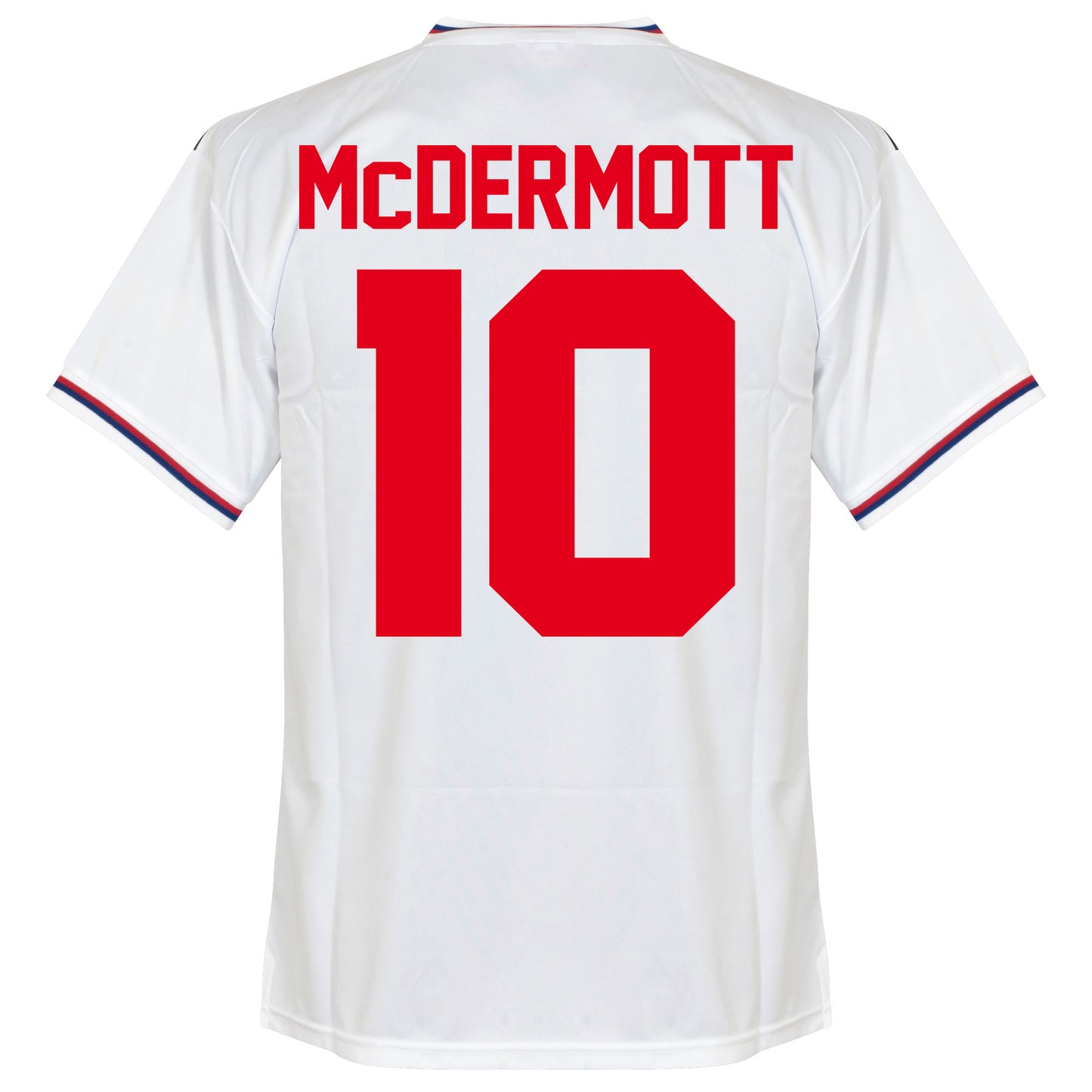 Score Draw England Home McDermott 10 Retro Shirt World Cup 1982 (Retro Flock Printing)