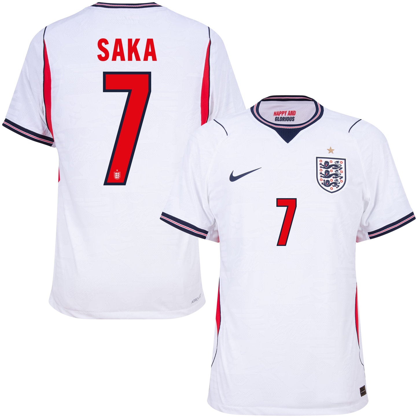 Nike England Aero-Fit Match Home Saka 7 Shirt 2026-2027 (Official Printing)