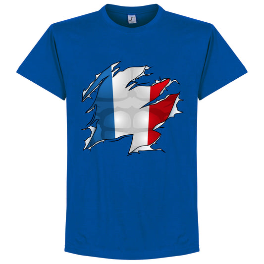 France Ripped Flag KIDS T-Shirt - Royal