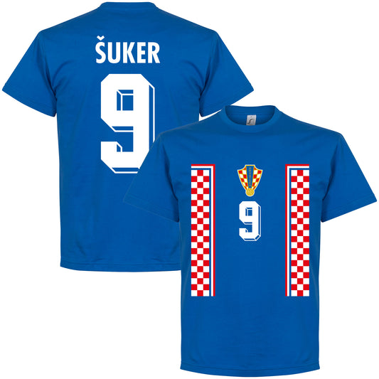 Croatia 98 Retro Suker 9 T-Shirt - Royal