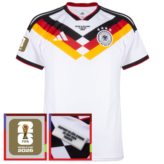 adidas Germany Home Shirt incl. FIFA 2026 Sleeve Patch & Germany v Côte D’Ivoire Official World Cup Transfer
